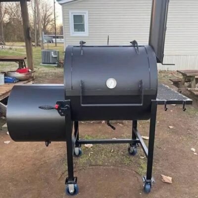 Offset Smoker on Blue Casters